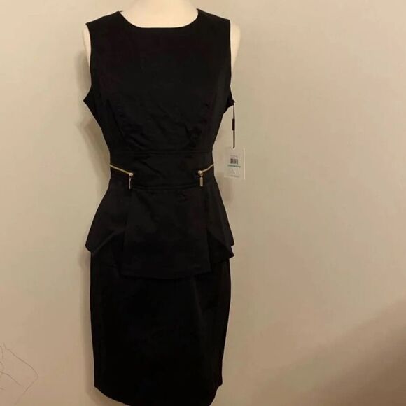 Calvin Klein Sleeveless Peplum Dress - Picture 1 of 4